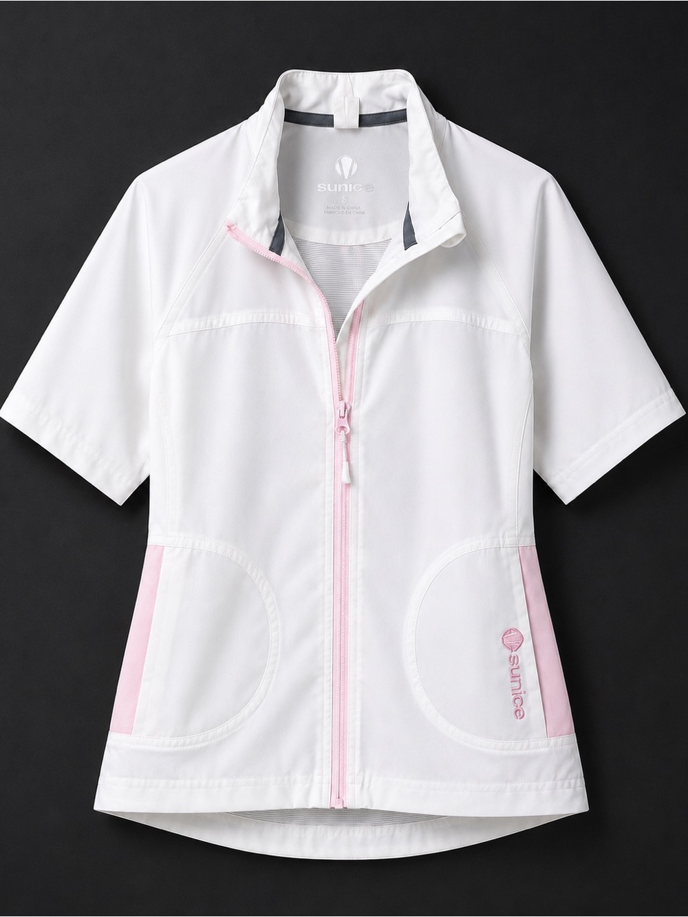 NWOT Sunice Performance Golf Polo White/Pink Size S